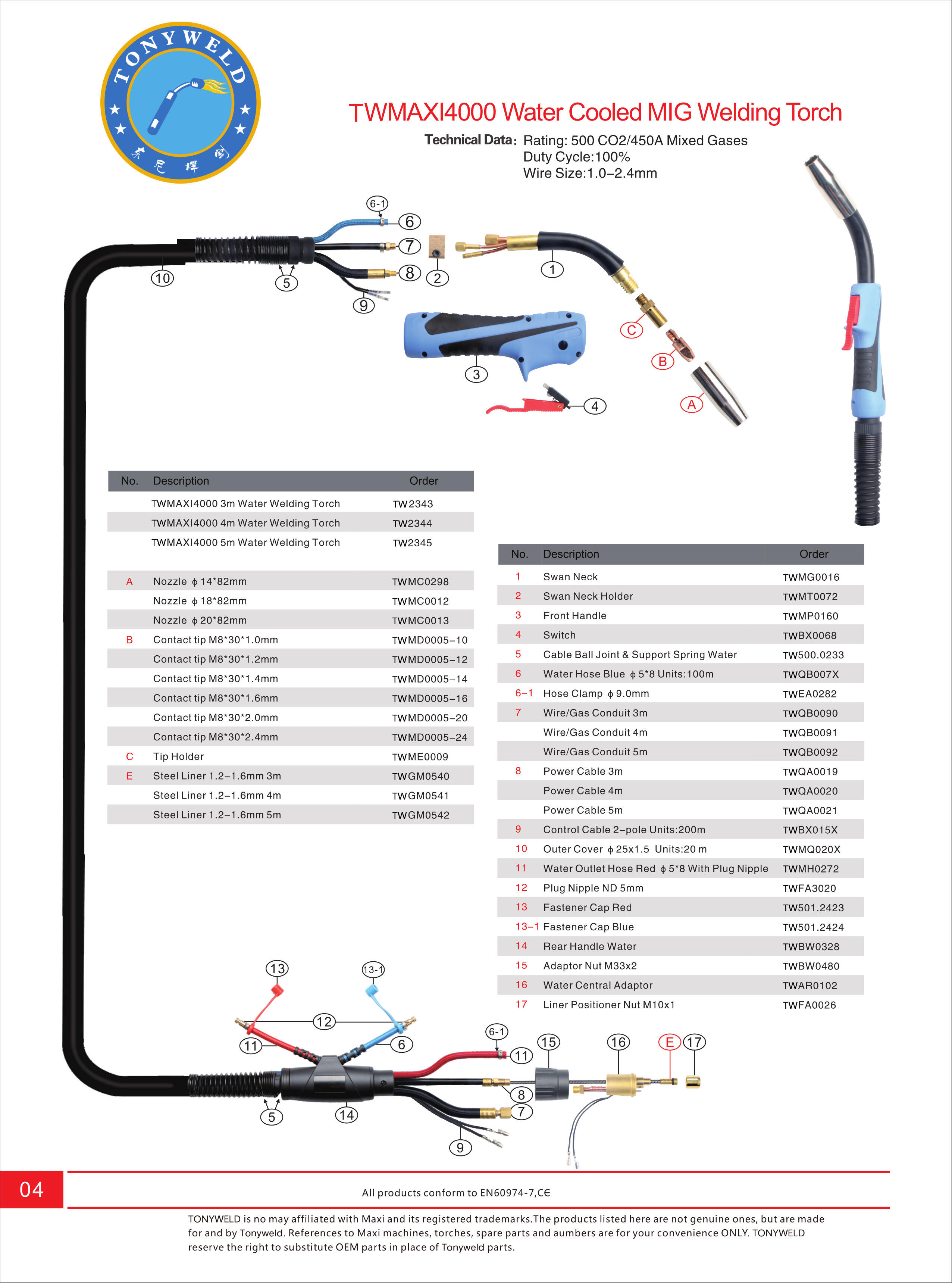 MAXI 4000 CO2 Mig Welding Water Cooled Torch factory