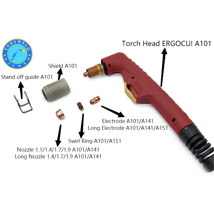 TONYWELD trafimet plasma torch head A101 cutting torch and A101 cutting parts supplier