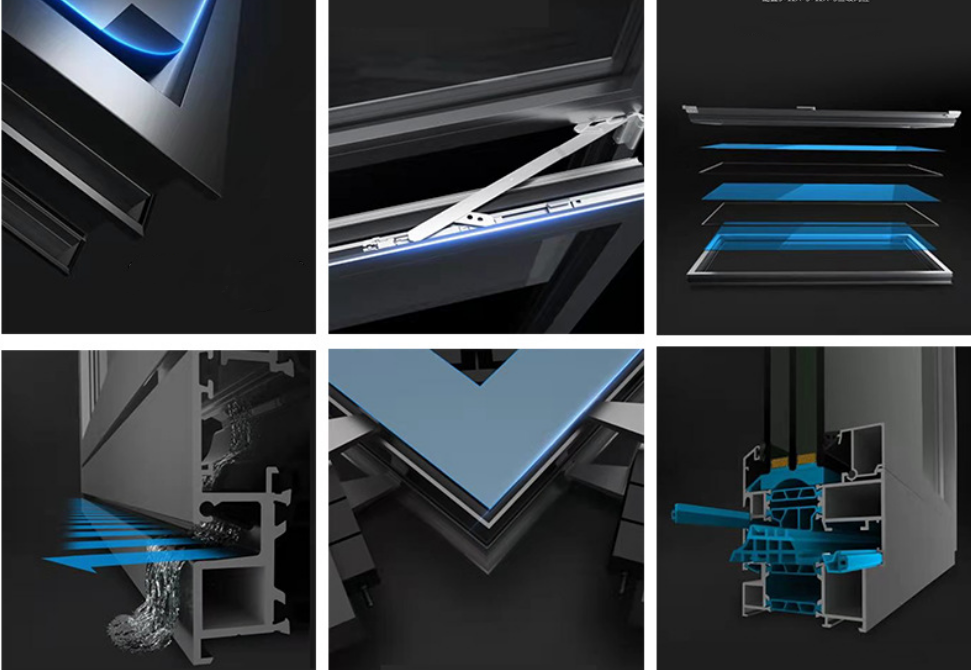 German standard aluminum tilt and turn passive window quadruple pane windows manufacture