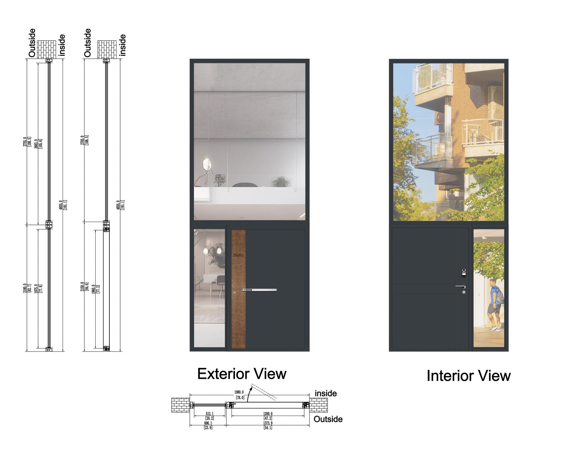 product modern design villas black profile aluminum frame front entry pivoting doors for houses138-23
