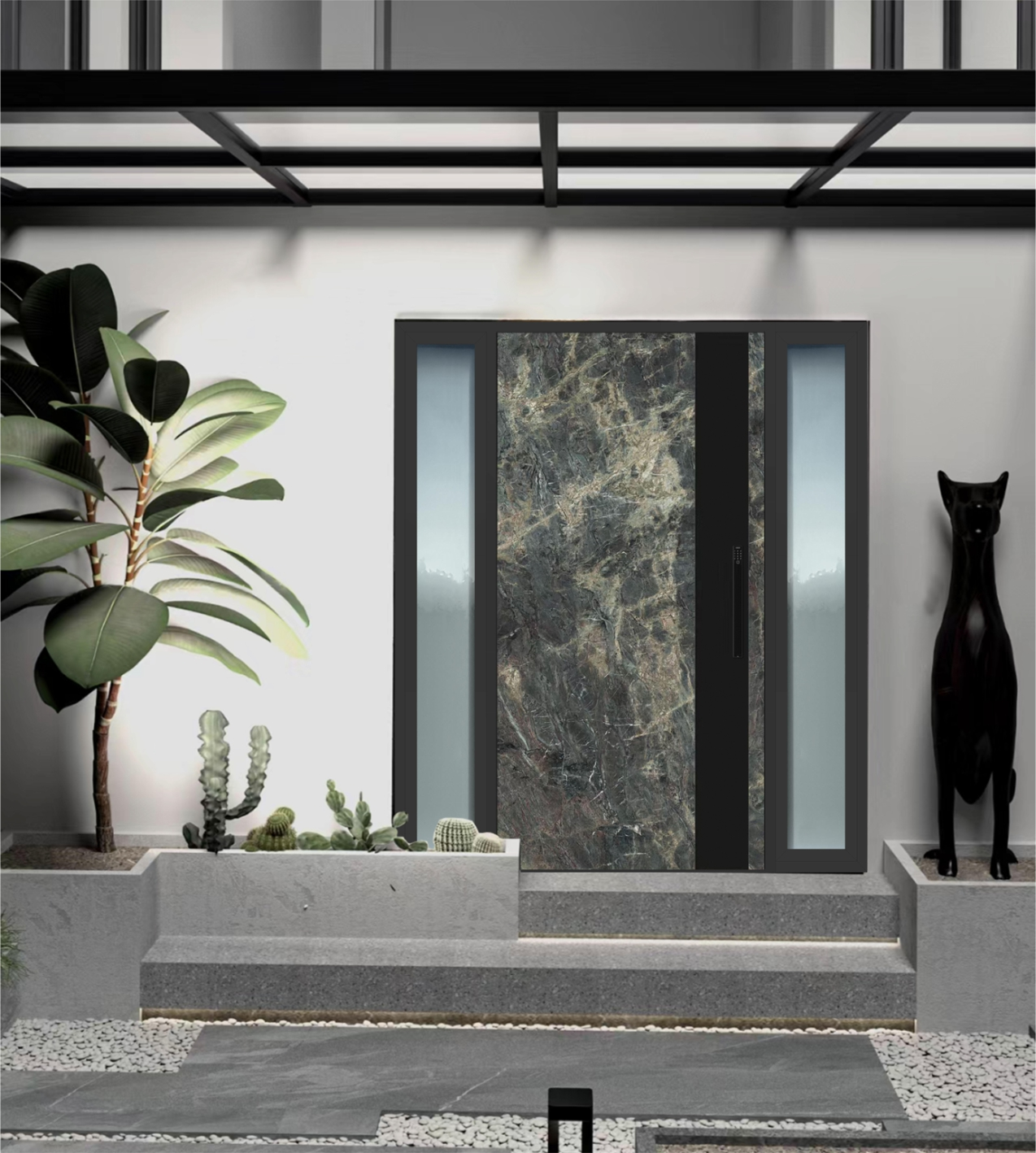 product modern design villas black profile aluminum frame front entry pivoting doors for houses138-4