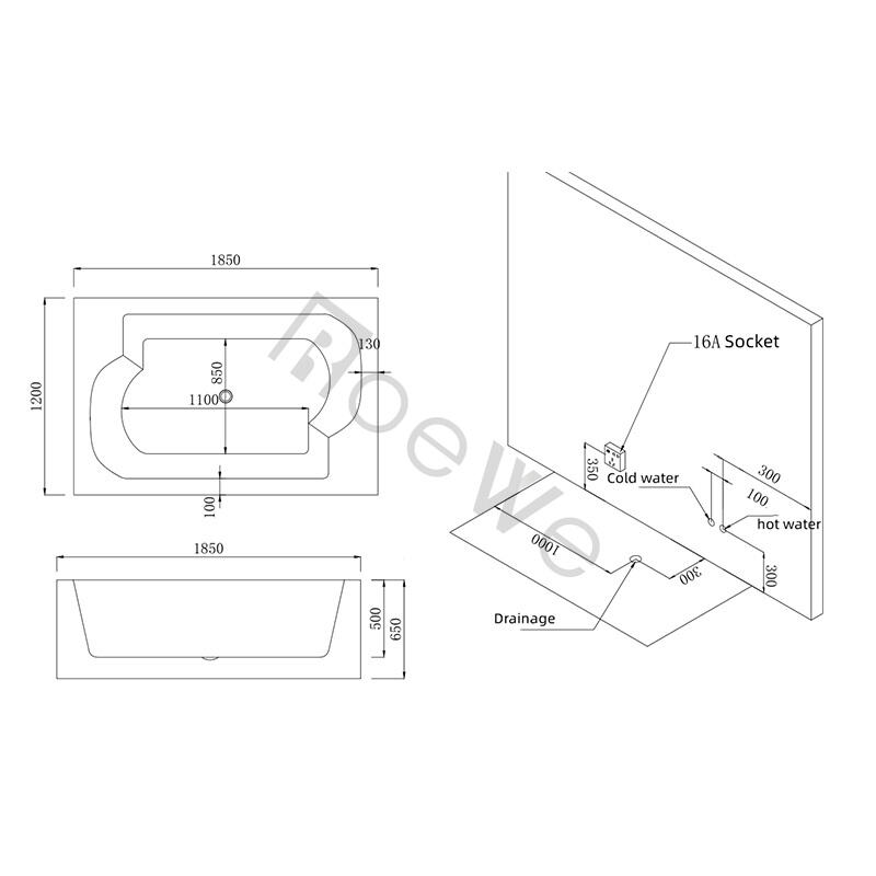 Twee plaatsen acryl whirlpool massagebad met luchtjet bad