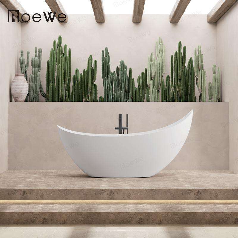 moon shape high back stone resin luxury bathtub freestanding soaking tub
