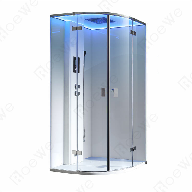 baño de vapor y ducha de estilo contemporáneo con nanovidrio