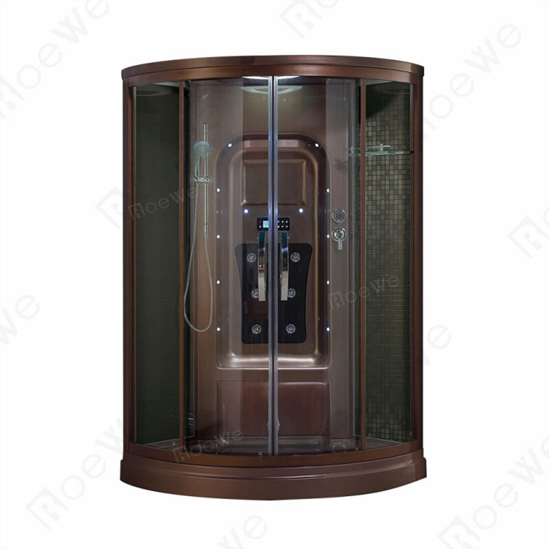 Brown steam bathroom corner shower and steam room roewebath