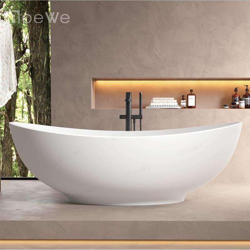 five stars hotel standard artificial stone bathtub moon-shape badewanne