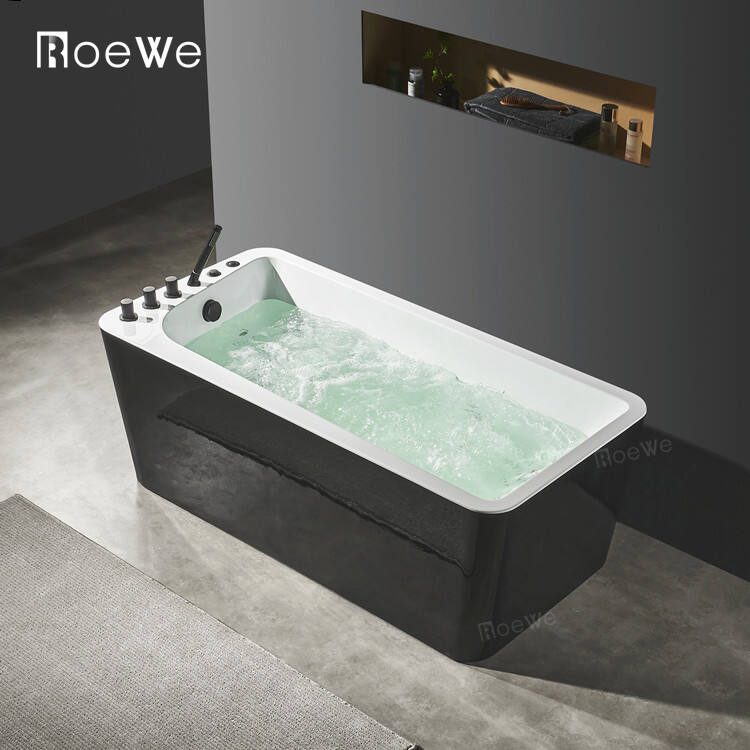 Vasca idromassaggio vasca da bagno freestanding di lusso con rubinetto nero