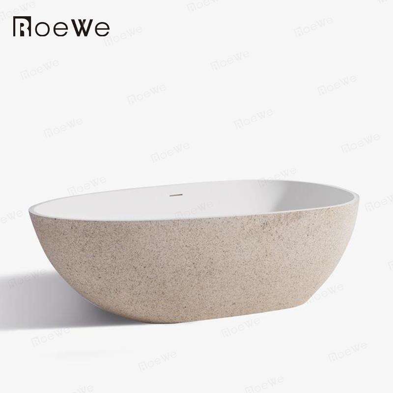 rock surface stone cast marble bathtub for apartment & hotel bathroom