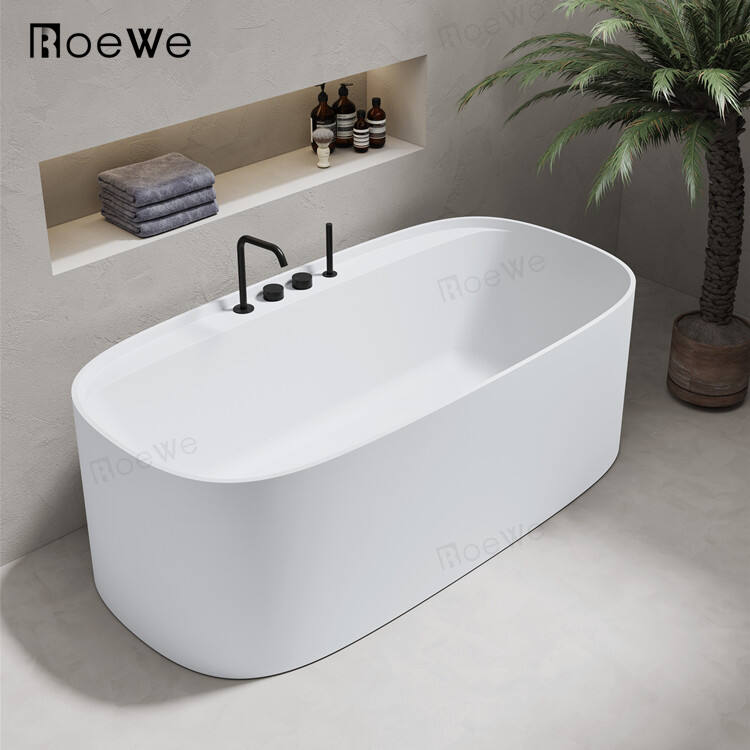 White stand alone bathtub for adult soaking cast stone bathtubs in matt