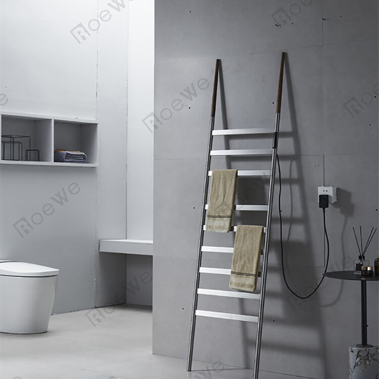 Rel handuk elektrik berbentuk tangga, rak penghangat handuk berpemanas, radiator kamar mandi