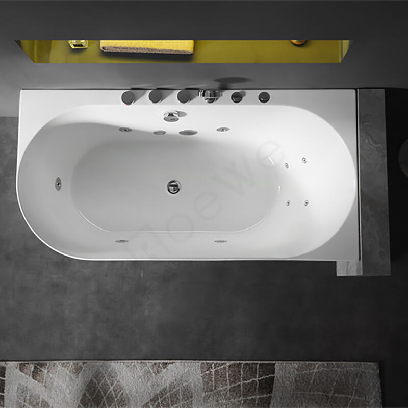 Fabrikant 2 zijskirts badkuip hoek whirlpool in wit
