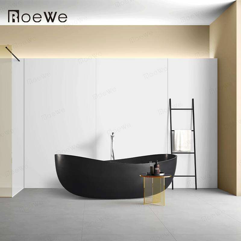 black color composite stone bathtub factory price stand alone bathtub