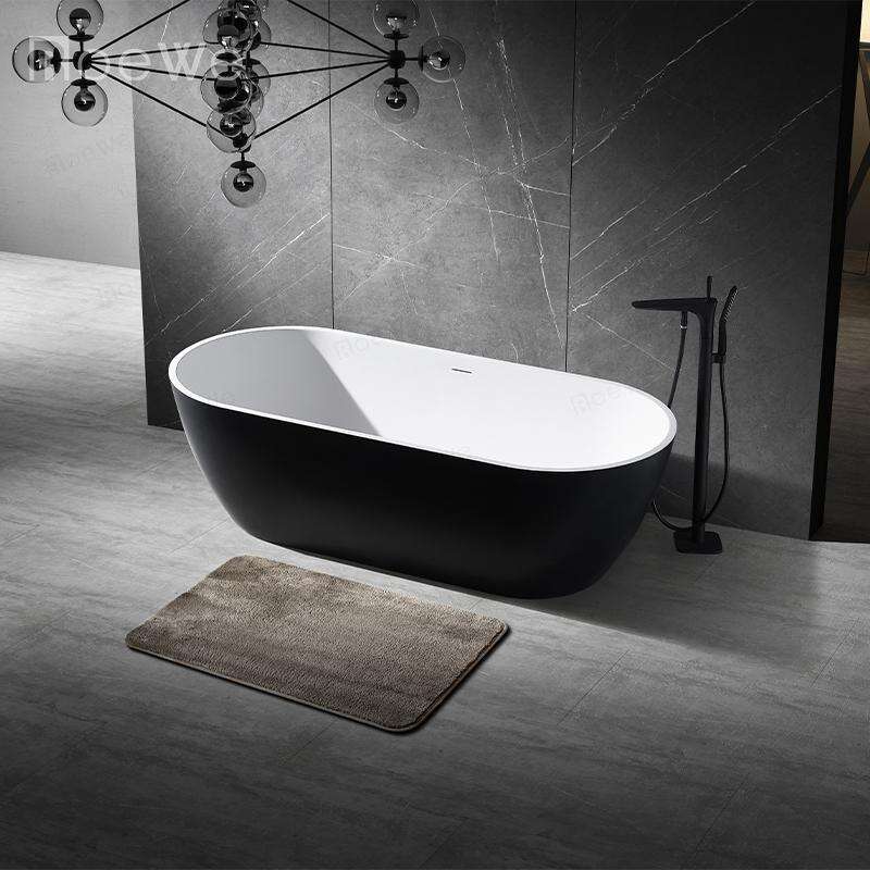 Design oval estilo moderno superfície sólida pedra resina banheira de imersão baignoire