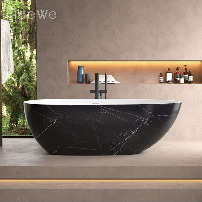 stand free soaking bathtub oval shape solid marble bathtub for sale