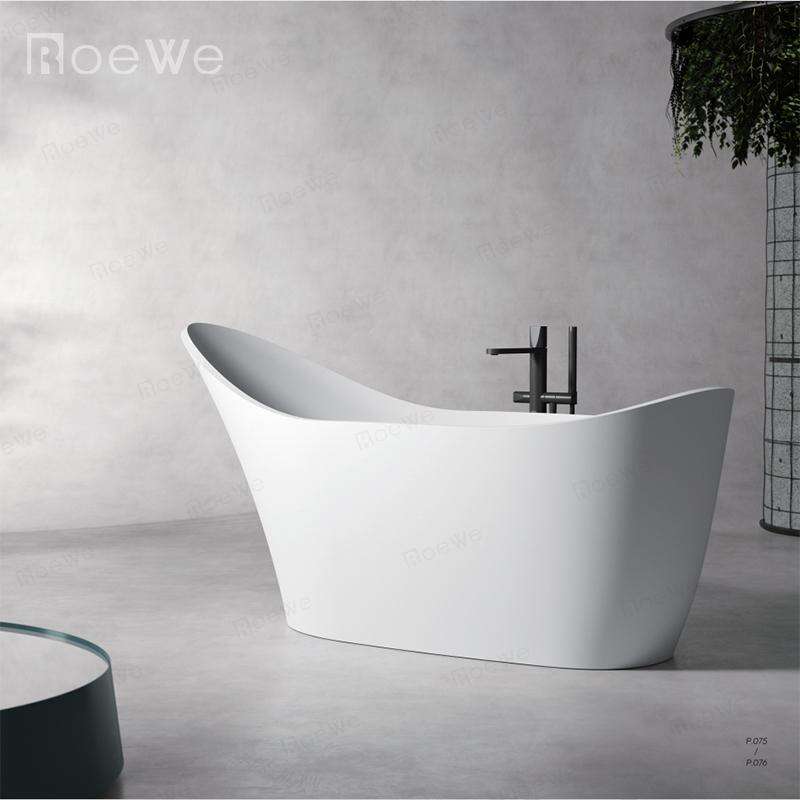 Вигнута форма ванни з високою спинкою композитна ванна зі штучного каменю