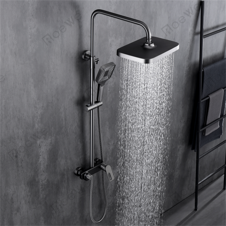 Matt grey shower tap set Marangyang banyo overhead rain shower system