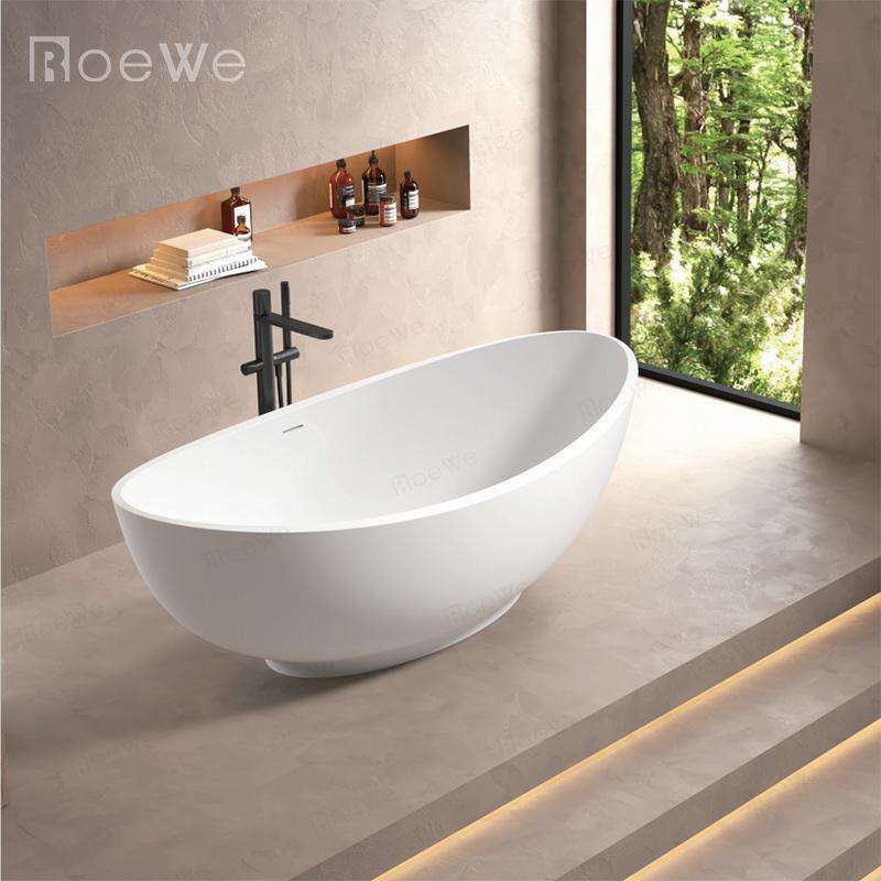 five stars hotel standard artificial stone bathtub moon-shape badewanne