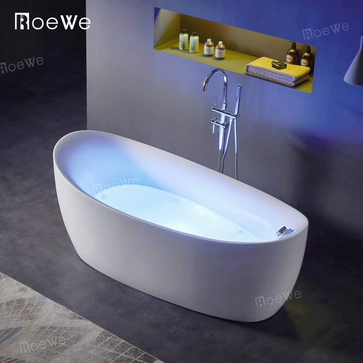 67” modern style freestanding massage acrylic bathtub