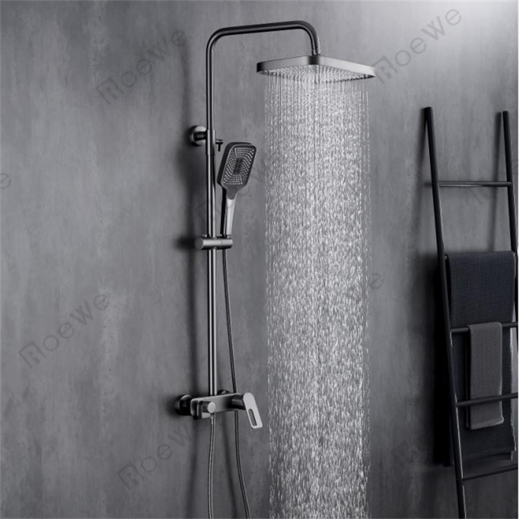 Juego de grifo de ducha gris mate Sistema de ducha tipo lluvia para baño de lujo