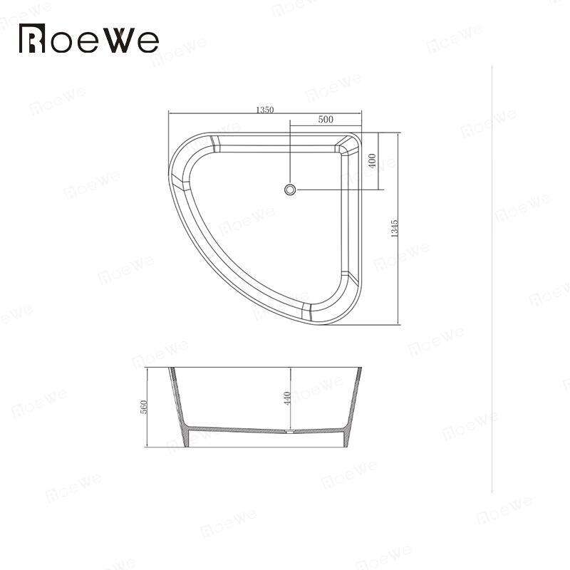 corner  tub sector shape cast stone tubs small bathroom bathtub 135cm soaker