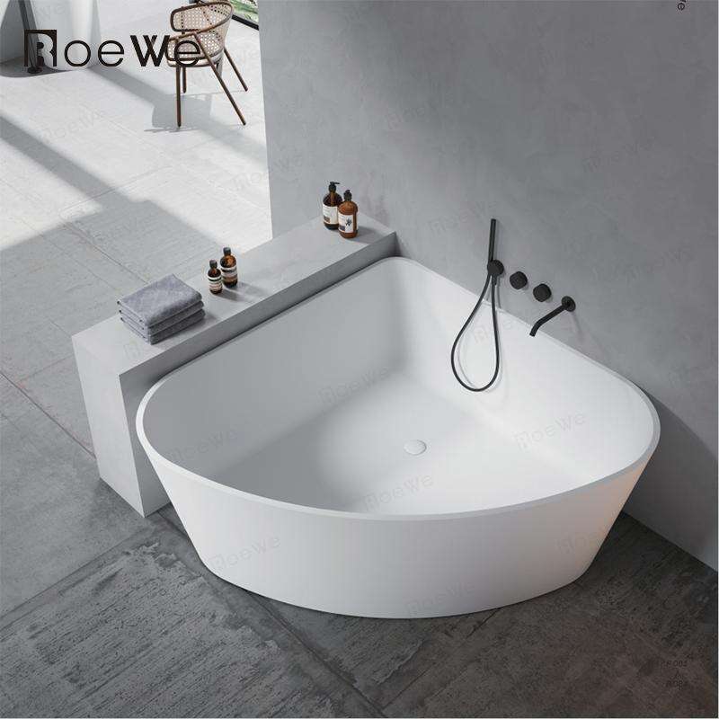 бұрыштық ванна секторы пішінді құйылған тастан жасалған ванналар кішігірім ваннаға арналған ванна 135 см суарғыш