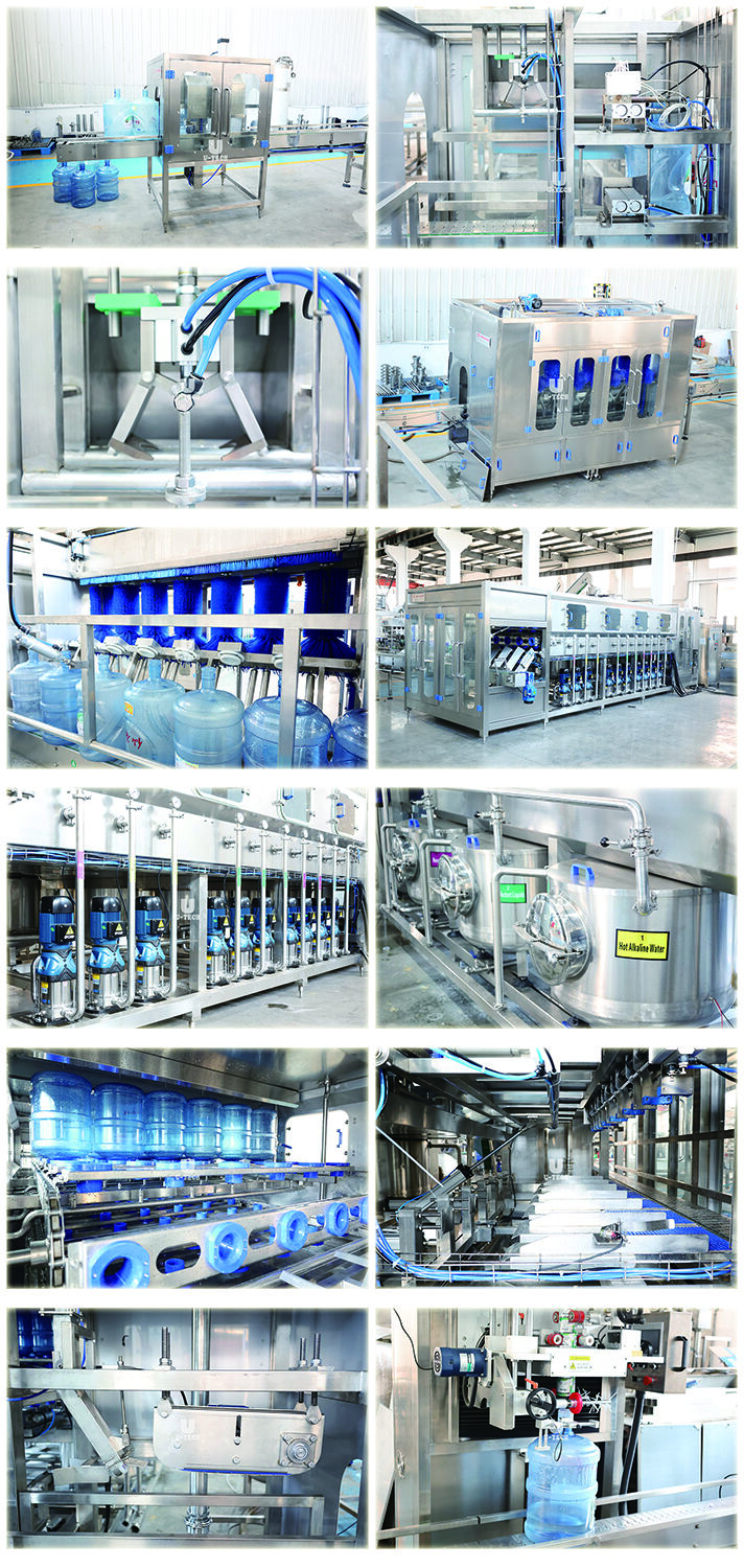 Automatic 10 16 19 liter 20 liter 5 gallon barrel bottle water washing filling machine line factory