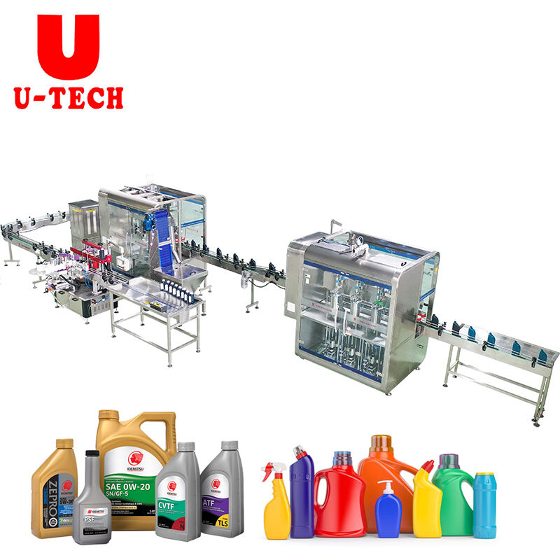 Linear automatic 3 heads servo 5L lubricant oil filling capping machine