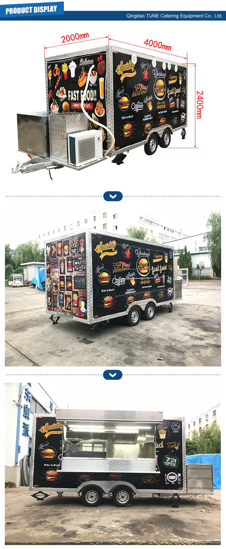 TUNE New Style Food Trucks Ice Cream Van Mobile Food Car Food Trailer Vintage for Sale details