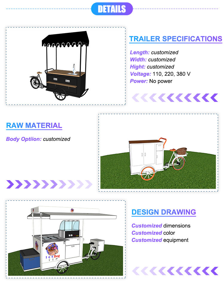 Customized Ice cream trolley coffee hand push cart factory