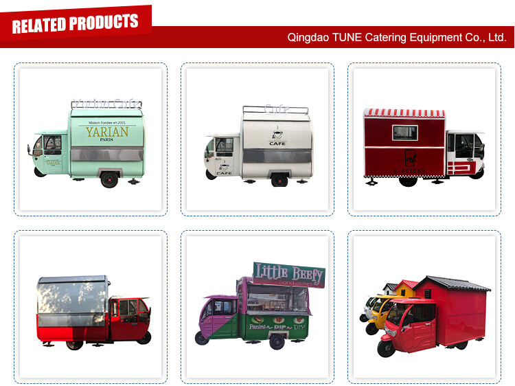 TUNE Modern Design Street Electricity Three Wheels Can Be Customized Outdoor Mobile Food Cart factory