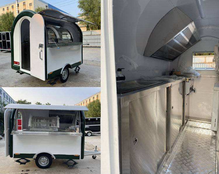 Small Food Trailer Black Snack Cart Mini Truck for Ice cream Pizza Coffee manufacture