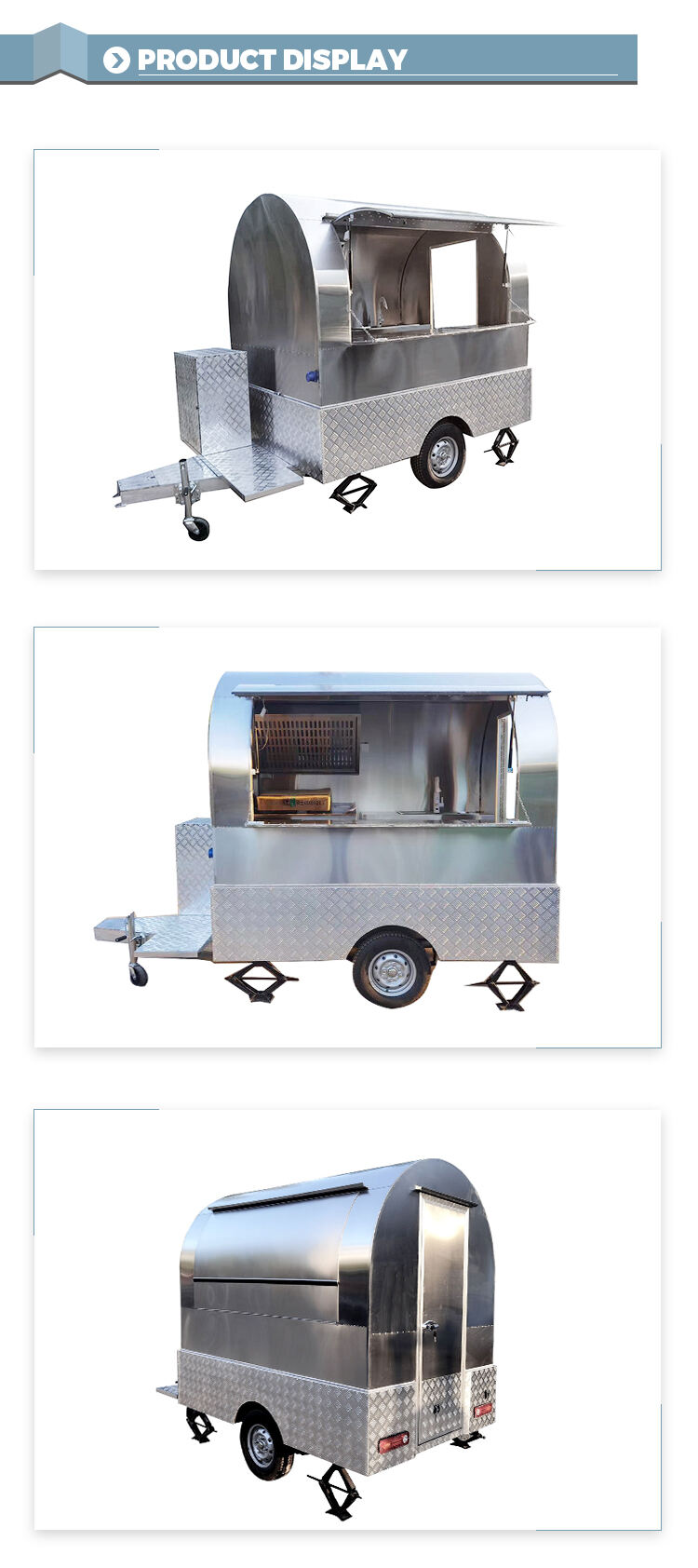 Customized Available Coffee Cart Airstream Food Trailer Modern Mobile Food Cart Street stainless steel food truck For Sale factory