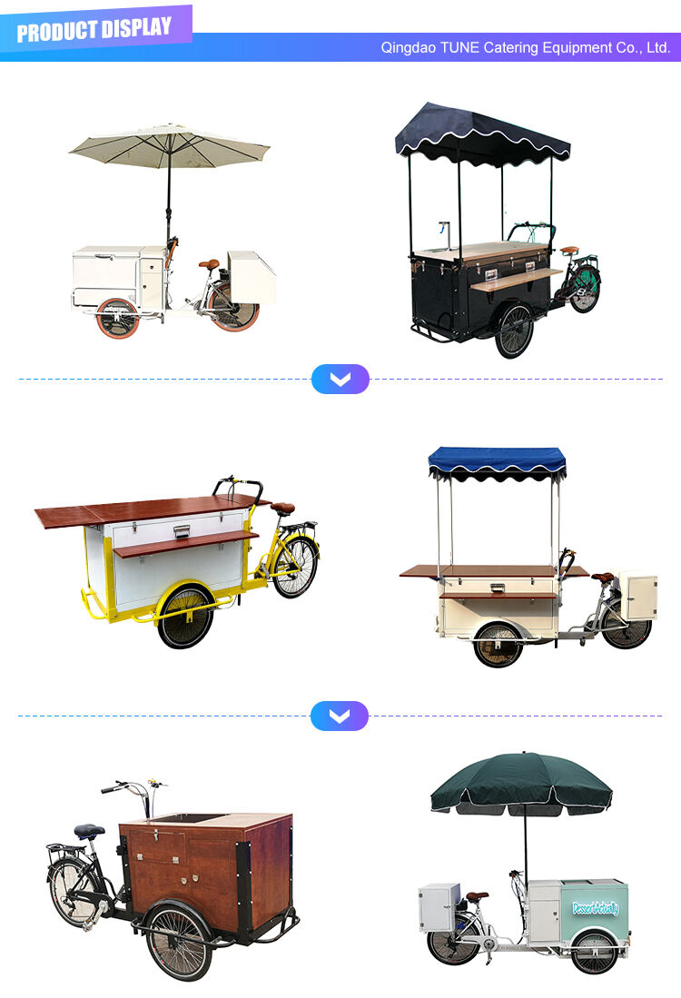 Customized Ice cream trolley coffee hand push cart supplier