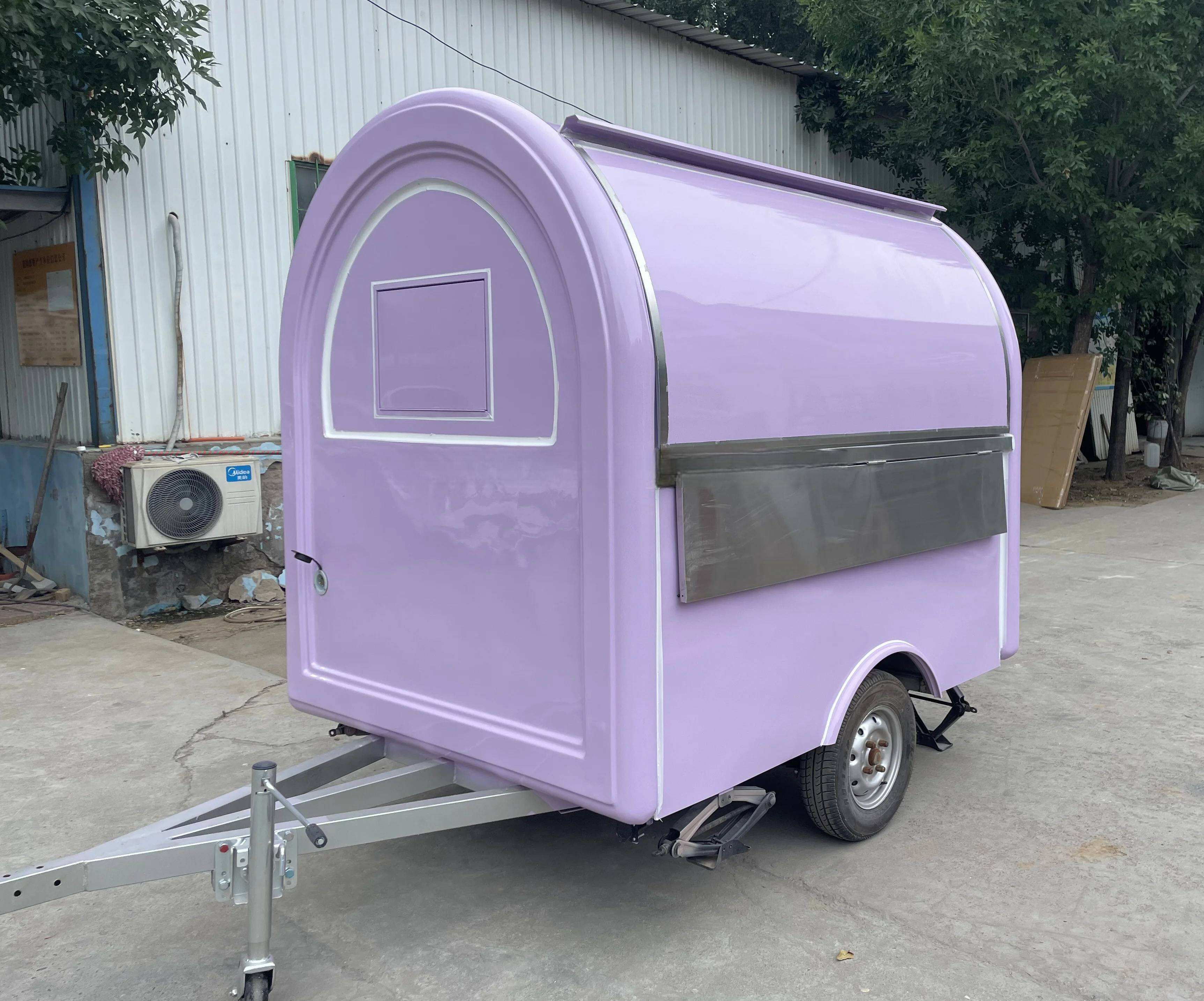 Most Popular Designed Round Snack Food Trailer  Purple Truck Kebab Kiosk Burger Vending Van