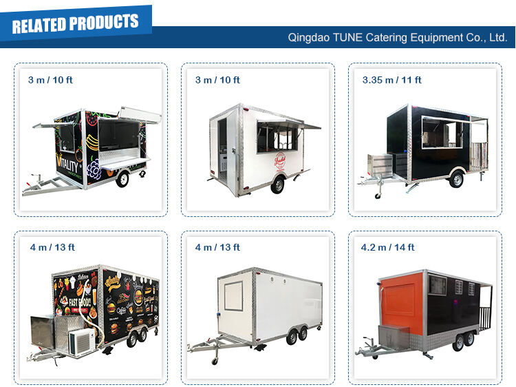 TUNE Hot Sale Support Customized Fast Food Carts for Sale BBQ Food Trailer for Sale with Wheels factory