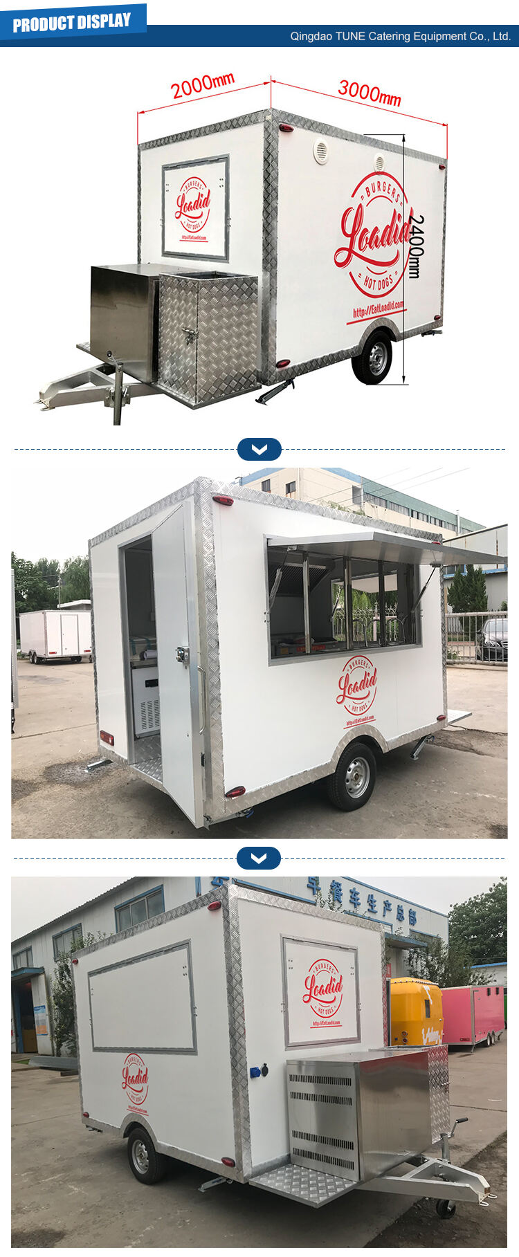 TUNE Hot Dog Cart Mobile Food Fast Food Vans Food Trailer Truck Catering for Sale details