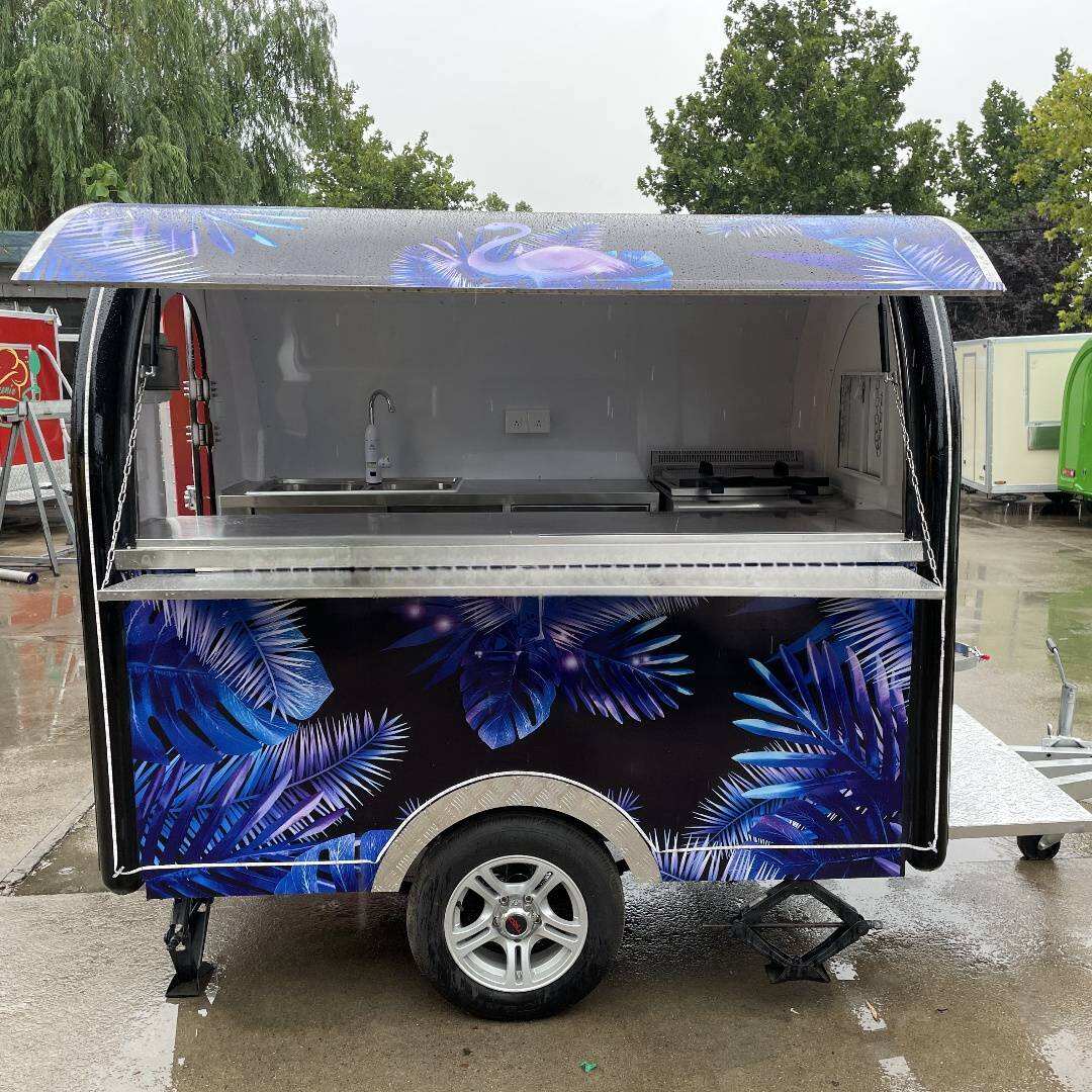 Round Snack Food Trailer Mobile Truck Kebab Kiosk Burger Vending Mini Van with Sticking Logo supplier