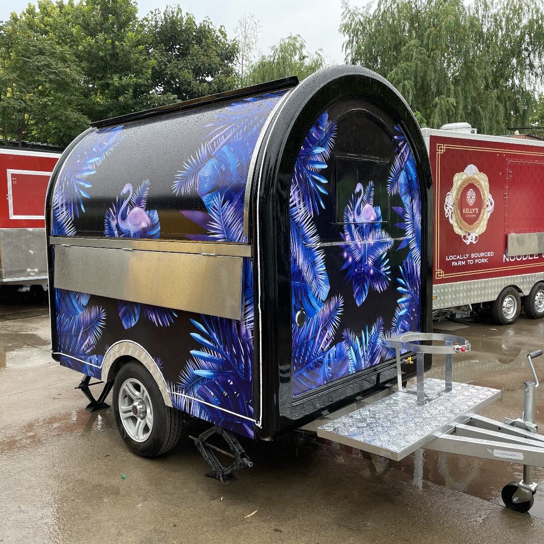 Round Snack Food Trailer Mobile Truck Kebab Kiosk Burger Vending Mini Van with Sticking Logo manufacture