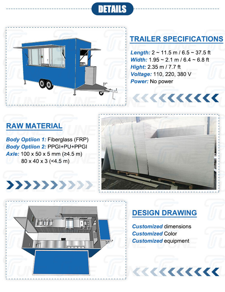 TUNE Trailer Street Food Vending Cart Icecream Trolley Ice Cream Food Truck for Fast Food supplier