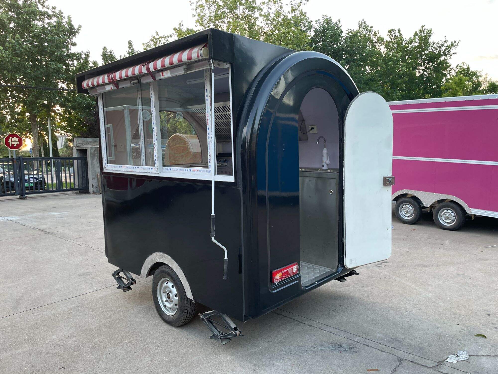 TUNE Mobile Kitchen Fast Food Trailer Food Truck Mobile Food Trailer With Wheel Ice Cream Cart