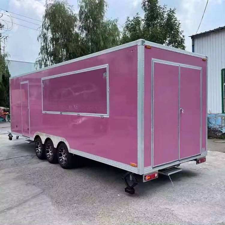 23FT Fast Food Trailer  Pink Ice Cream Mobile Food Truck for Sale Catering Rental Fully Equipped