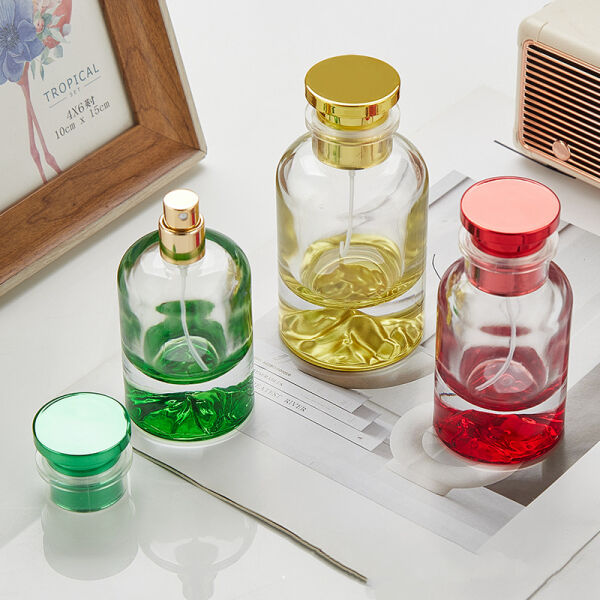 A gold perfume bottle