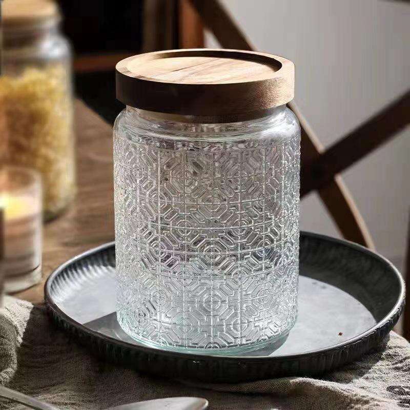 Transparent Relief Storage Jar