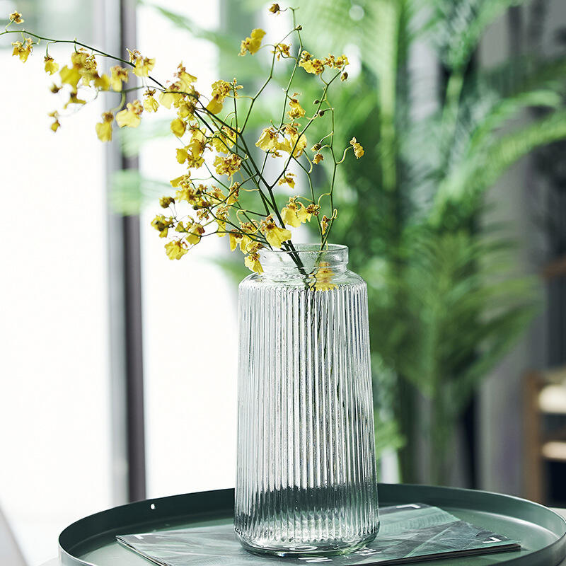 Vertical Striped Glass Vase