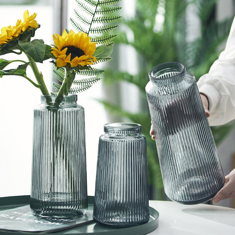 Vertical Striped Glass Vase
