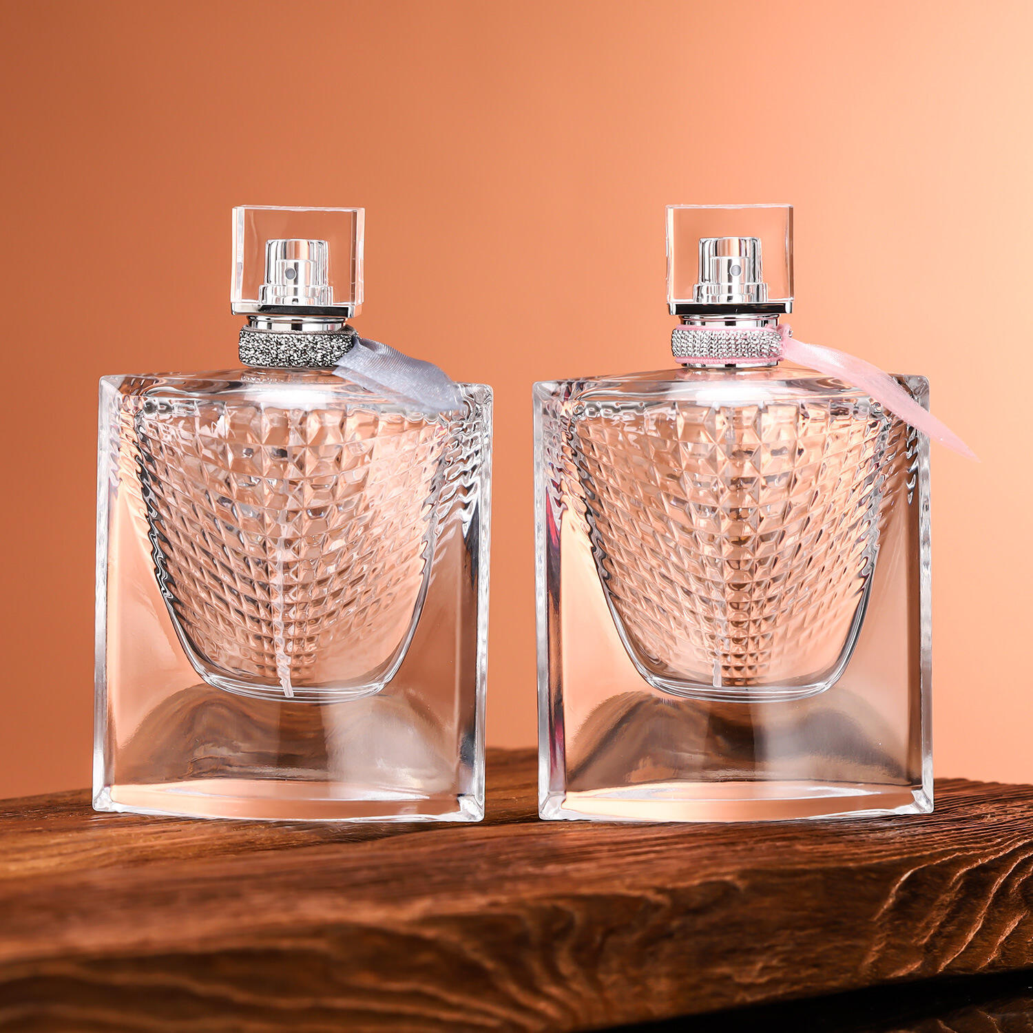 75ml Square Glass Perfume Bottle With Ribbon factory