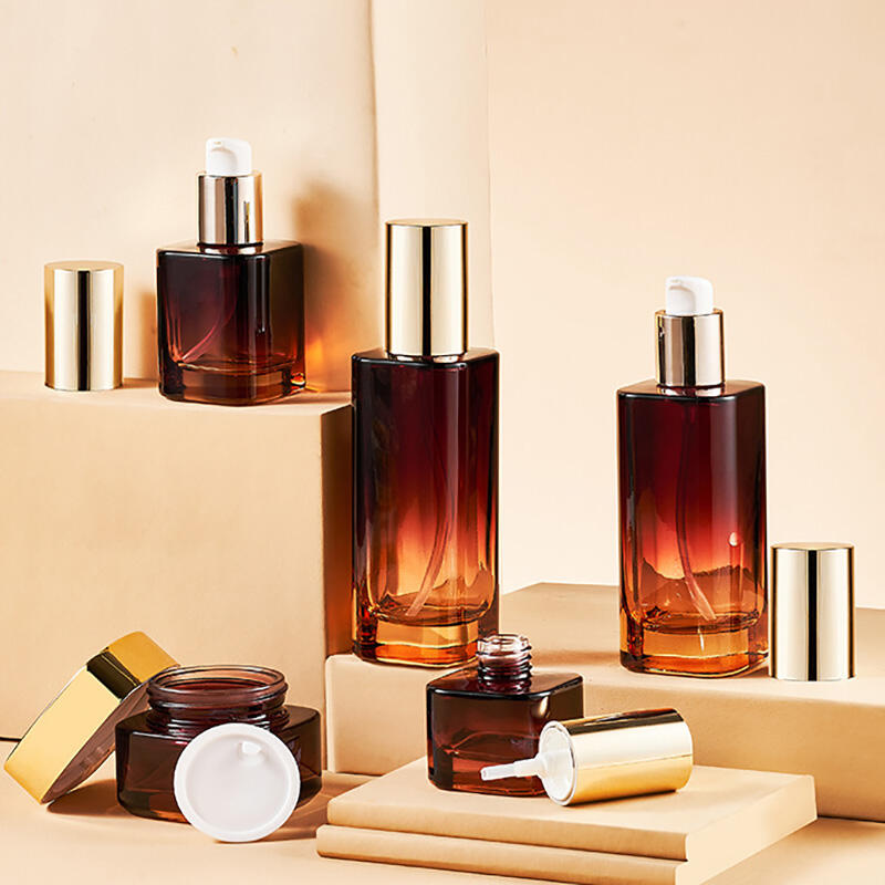 Hydrating lotion set glass bottle