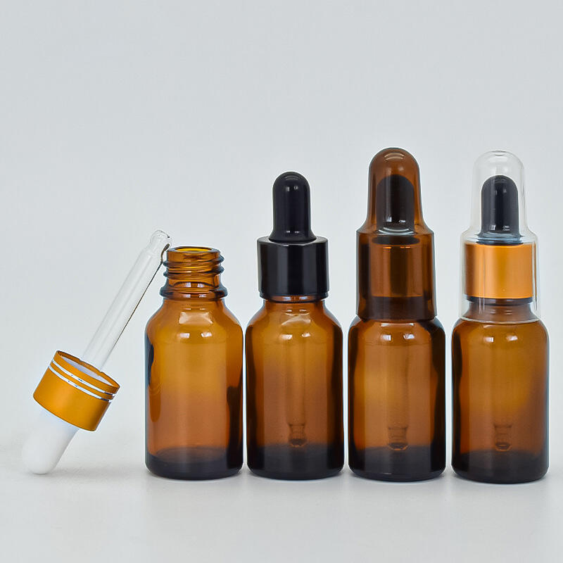 Amber dropper glass bottle