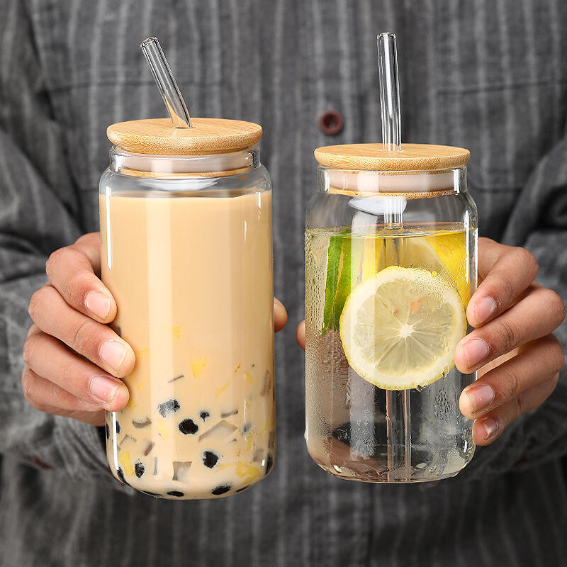 Straw glass bottle