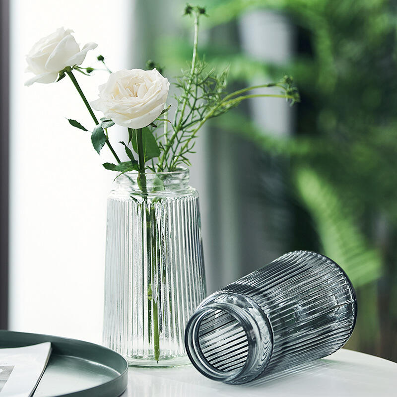 Vertical Striped Glass Vase